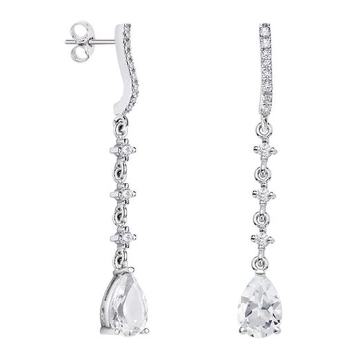 Boucles d'oreilles en argent Argyor MRM en forme de larme, 9 x 6 mm (AG) 79B0503TA1, topaze blanche