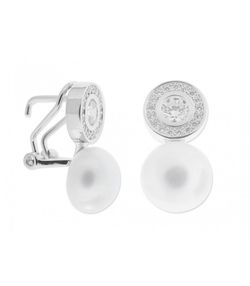 Brincos Liska Prata 11mm MED274A Pérola Zircões