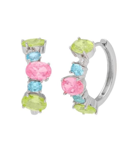 Liska Silver Earrings 2cm LAD7206A Multicolor Zirconia
