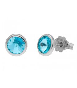 Pendientes Plata Liska 6mm LSW3230A-T Circonita Turquesa
