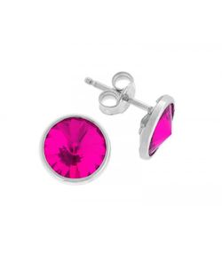 Pendientes Liska Plata 9mm LSW2015A-F Cristal Fucsia