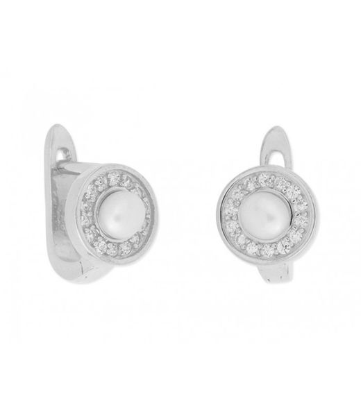 Liska BAM012A Silver Earrings with Zirconia and Pearls