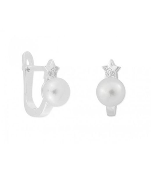 Liska BAM017A Zirconia Pearl Silver Earrings