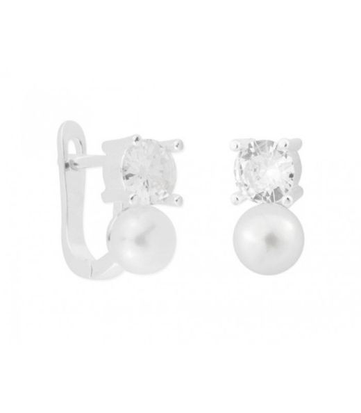 Brincos Liska Prata BAM020A Pérolas Zircônia