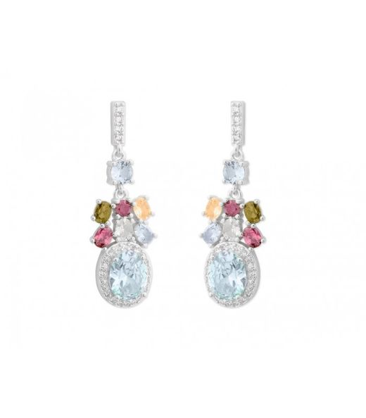 Brincos de prata Liska LAD3104A pingente de zircônia multicolor
