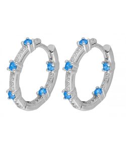 Pendientes Plata Liska LAD4753A-C Aro Circonitas Bicolor Azul