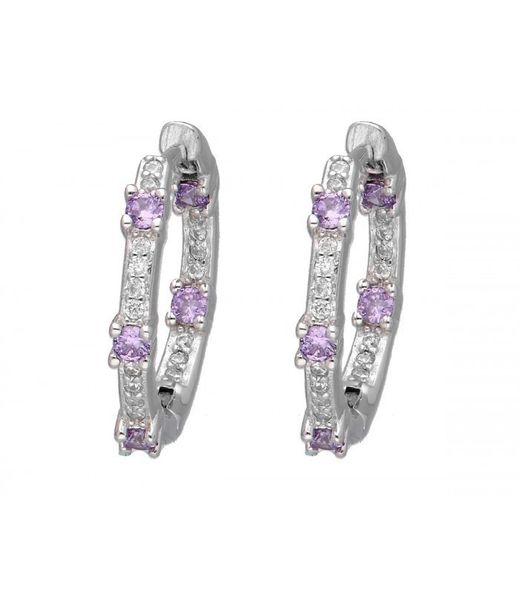 Arracades Plata Liska LAD4753A-L Cèrcol Circonites Bicolor Lila