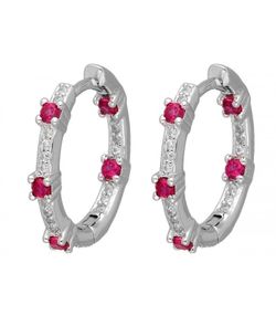 Pendientes Plata Liska LAD4753A-R Aro Circonitas Bicolor Rojo