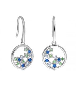 Pendientes Plata Liska LAD7271A Aro Circonitas Azules Bicolor Verde