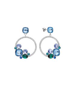 Pendientes Plata Liska LSW0194A-AQ Colgante Redondo Azul