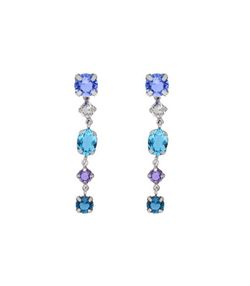 Pendientes Liska Plata LSW4371A Colgante Cristales Multicolor