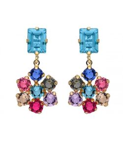 Pendientes Liska Plata LSW4407A-D Cristal Azul Colgante Cristales Multicolor