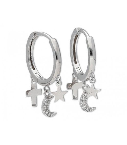 Arracades Plata Liska MED100A Cèrcol Penjolls Charms