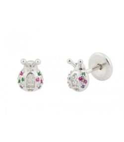 Pendientes Plata Liska MED260A-6 Mariquita Circonitas Perlas