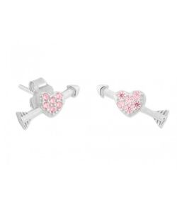 Pendientes Plata Liska MED310A Corazón Flechado Circonitas
