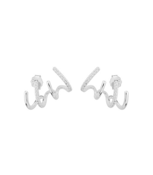 Liska MED341A Curved Zirconia Silver Earrings