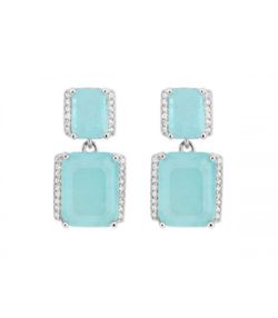 Pendientes Plata Liska MED388A-A Piedras Turquesa Circonitas