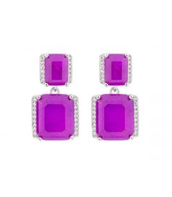 Pendientes Plata Liska MED388A-L Piedras Moradas Circonitas