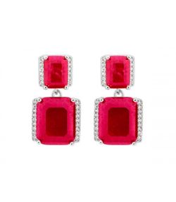 Pendientes Plata Liska MED388A-R Piedras Rojas Circonitas