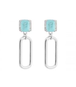 Pendientes Plata Liska MED389A-A Piedra Turquesa Circonitas