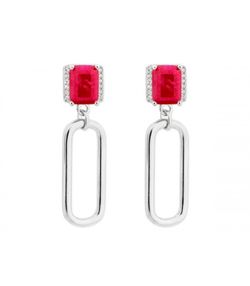 Pendientes Plata Liska MED389A-R Piedra Roja Circonitas