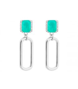 Pendientes Plata Liska MED389A-V Piedra Verde Circonitas