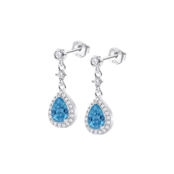 Pendientes Plata Lotus LP1592-4/3 Colgante Gota Circonitas Azul Bicolor Blancas