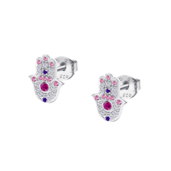 Pendientes Plata Lotus LP1989-4/1 Mano Fátima Circonitas Multicolor