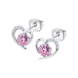 Pendientes Plata Lotus LP3106-4/2 Corazón Abierto Circonita Fucsia