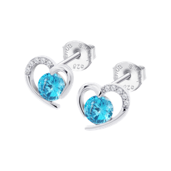 Pendientes Plata Lotus LP3106-4/3 Corazón Abierto Circonita Azul Cielo
