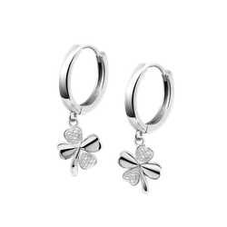 Pendientes Plata Lotus LP3108-4/2 Aro Colgante Trébol Circonitas