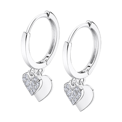 Pendientes Plata Lotus LP3274-4/1 Aro Colgante Corazones Circonitas