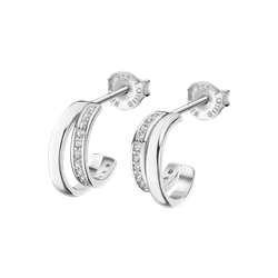 Pendientes Plata Lotus LP3285-4/1 Medio Aro Bandas Circonitas