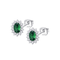 Pendientes Plata Lotus LP3459-4/3 Circonitas Verde Bicolor Blancas