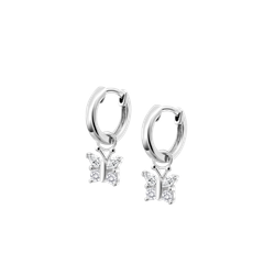Pendientes Plata Lotus LP3626-4/1 Aro Colgante Mariposa Circonitas