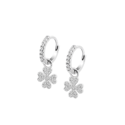 Pendientes Plata Lotus LP3629-4/1 Aro Colgante Trébol Circonitas