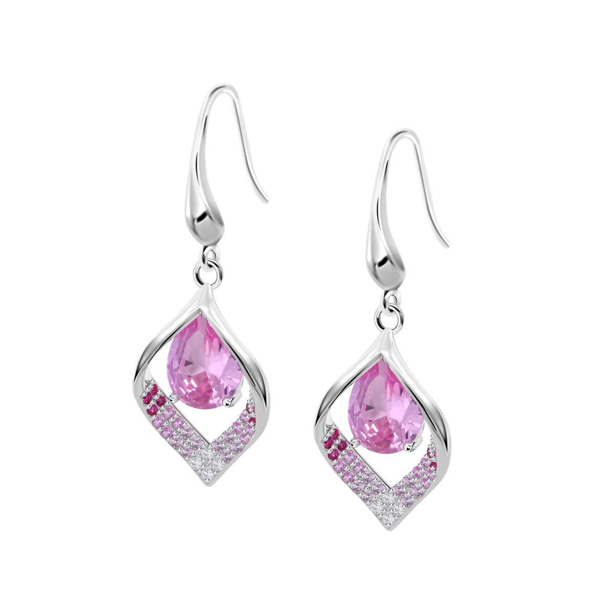 Pendientes Plata Lotus LP3711-4/2 Colgante Aro Alargado Circonitas Rosadas