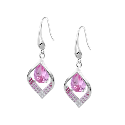 Pendientes Plata Lotus LP3711-4/2 Colgante Aro Alargado Circonitas Rosadas