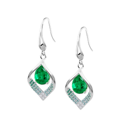 Pendientes Plata Lotus LP3711-4/3 Colgante Aro Alargado Circonitas Verdes