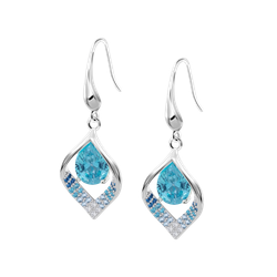 Pendientes Plata Lotus LP3711-4/4 Colgante Aro Alargado Circonitas Azul Cielo