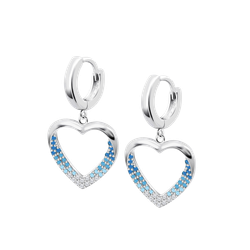 Pendientes Plata Lotus LP3718-4/1 Aro Colgante Corazón Circonitas Azules