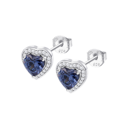 Pendientes Plata Lotus LP3784-4/1 Corazón Circonitas Azul Bicolor Blancas