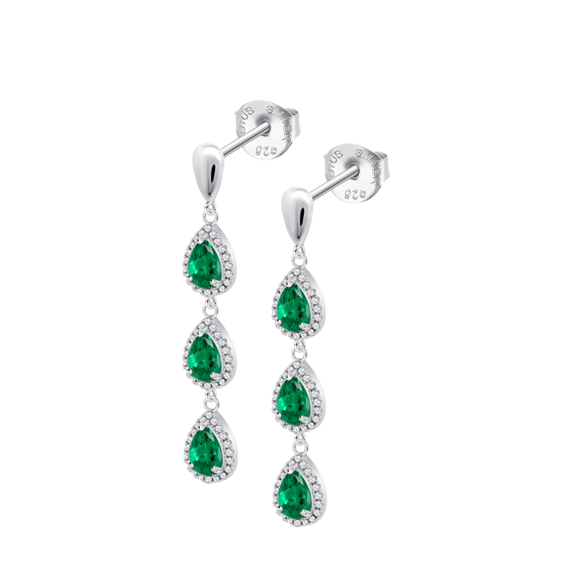 Pendientes Plata Lotus LP3794-4/3 Colgante Circonitas Verdes Bicolor Blancas