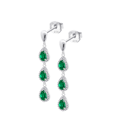 Pendientes Plata Lotus LP3794-4/3 Colgante Circonitas Verdes Bicolor Blancas