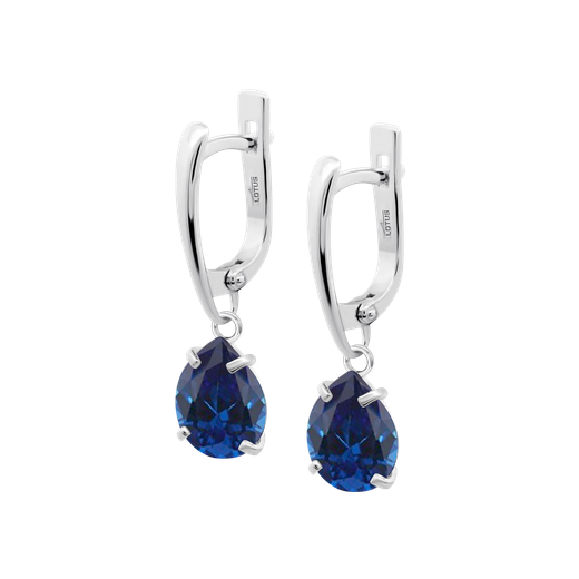 Pendientes Plata Lotus LP3809-4/3 Aro Colgante Circonita Azul