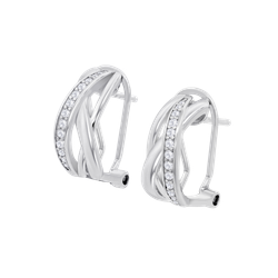 Pendientes Plata Lotus LP3869-4/1 Aro Bandas Cruzadas Circonitas