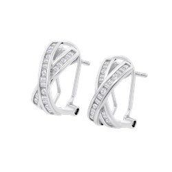 Pendientes Plata Lotus LP3870-4/1 Aro Bandas Cruzadas Circonitas