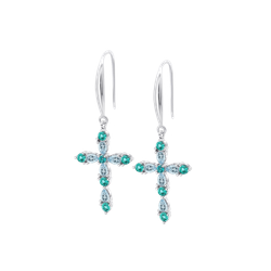 Pendientes Plata Lotus LP3915-4/2 Colgante Cruz Circonitas Verdes