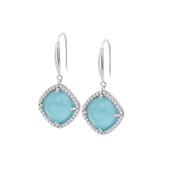 Pendientes Plata Lotus LP3921-4/2 Colgante Circonitas Turquesa Bicolor Blancas