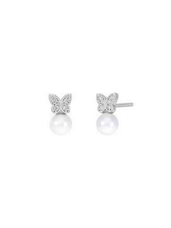 Pendientes Plata Marea Niña D03301/BS Perla C. Mariposa Circonitas